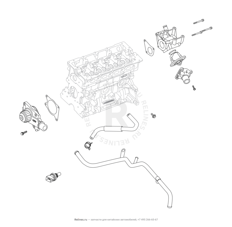 Запчасти Chery Tiggo 2 Поколение I (2016)  — Система охлаждения — схема