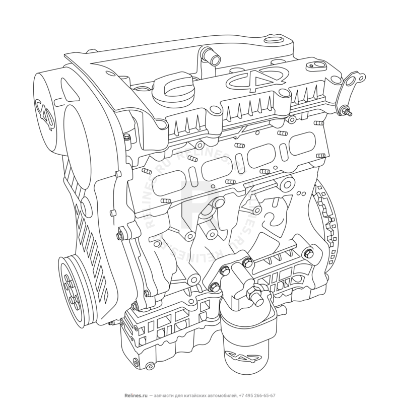 Запчасти Chery Fora Поколение I (2006)  — Двигатель в сборе — схема
