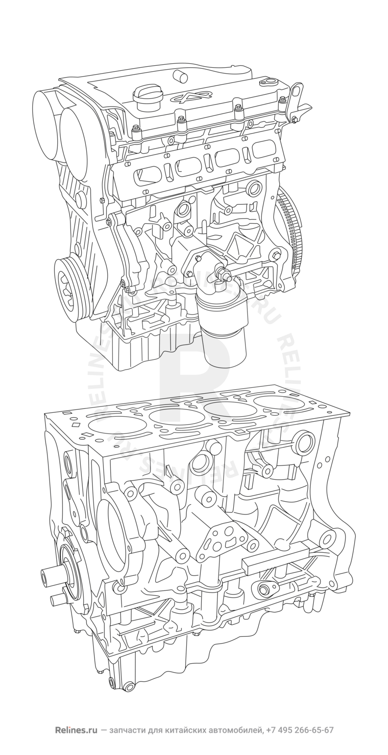 Двигатель в сборе Chery Eastar — схема