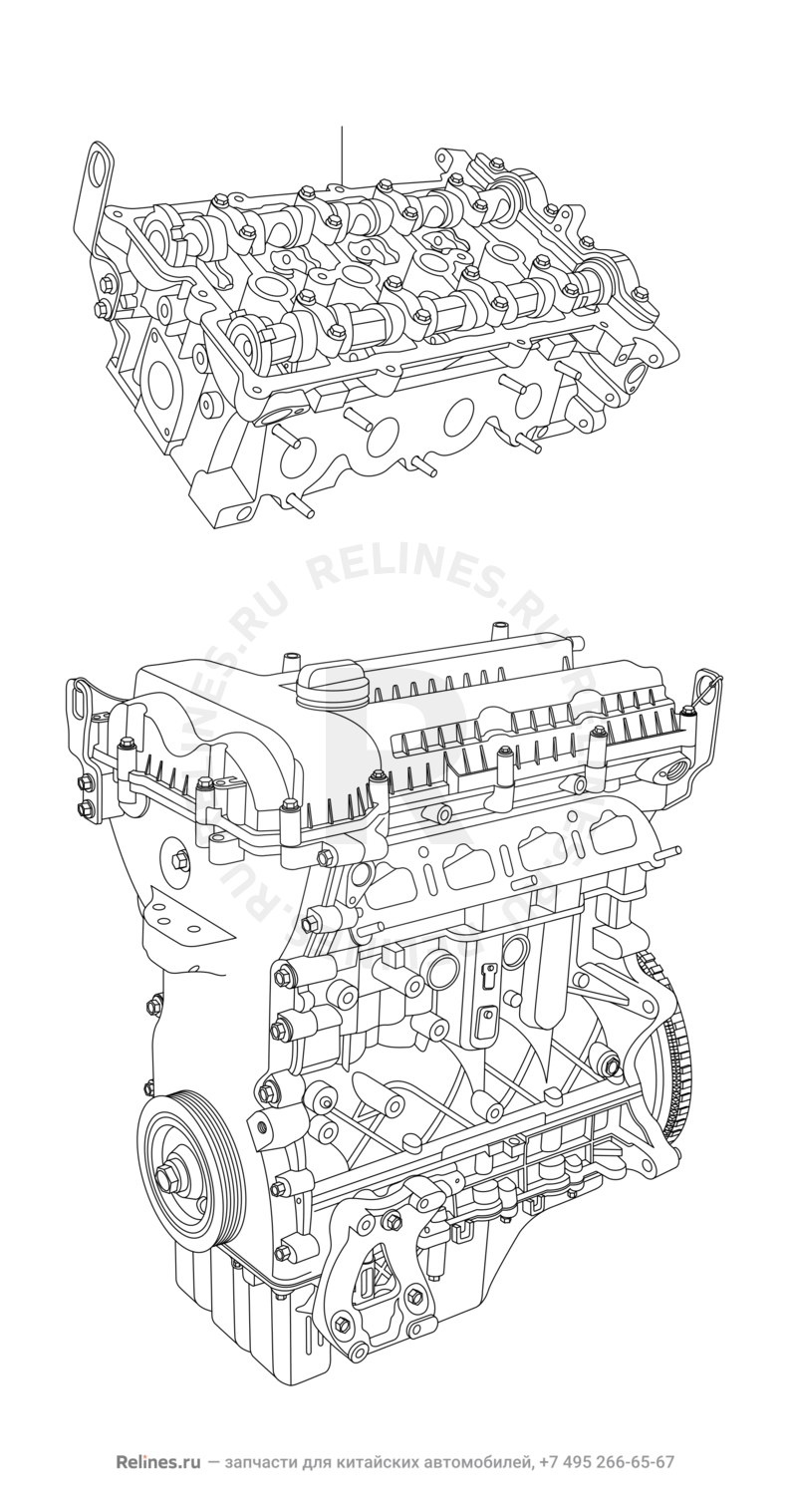 Двигатель в сборе Chery M11/M12 — схема