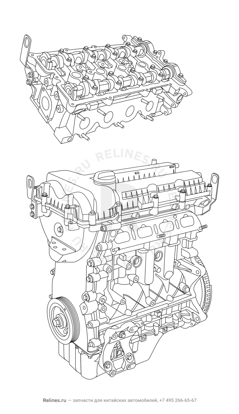 Двигатель в сборе Chery Arrizo 7 — схема