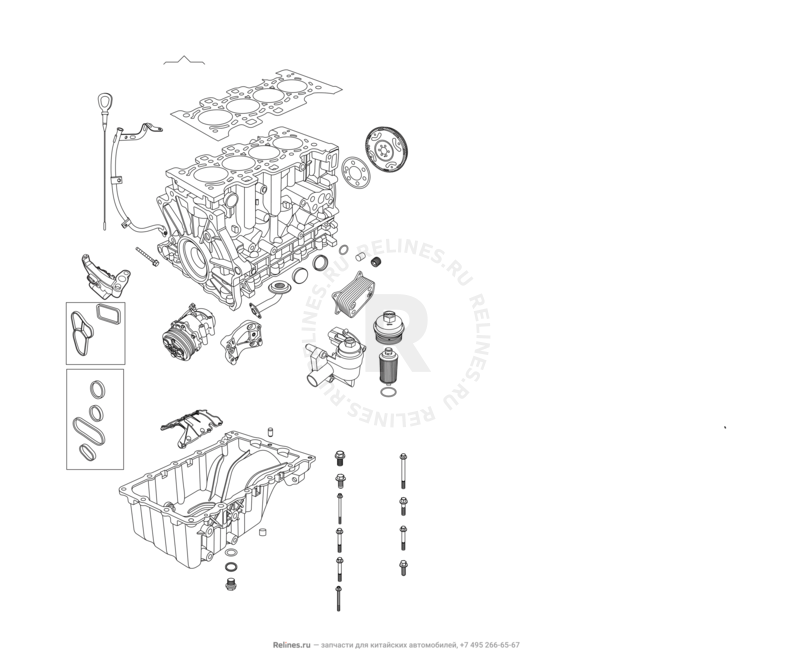 Запчасти Chery Arrizo 7 Поколение I (2013)  — Блок цилиндров — схема