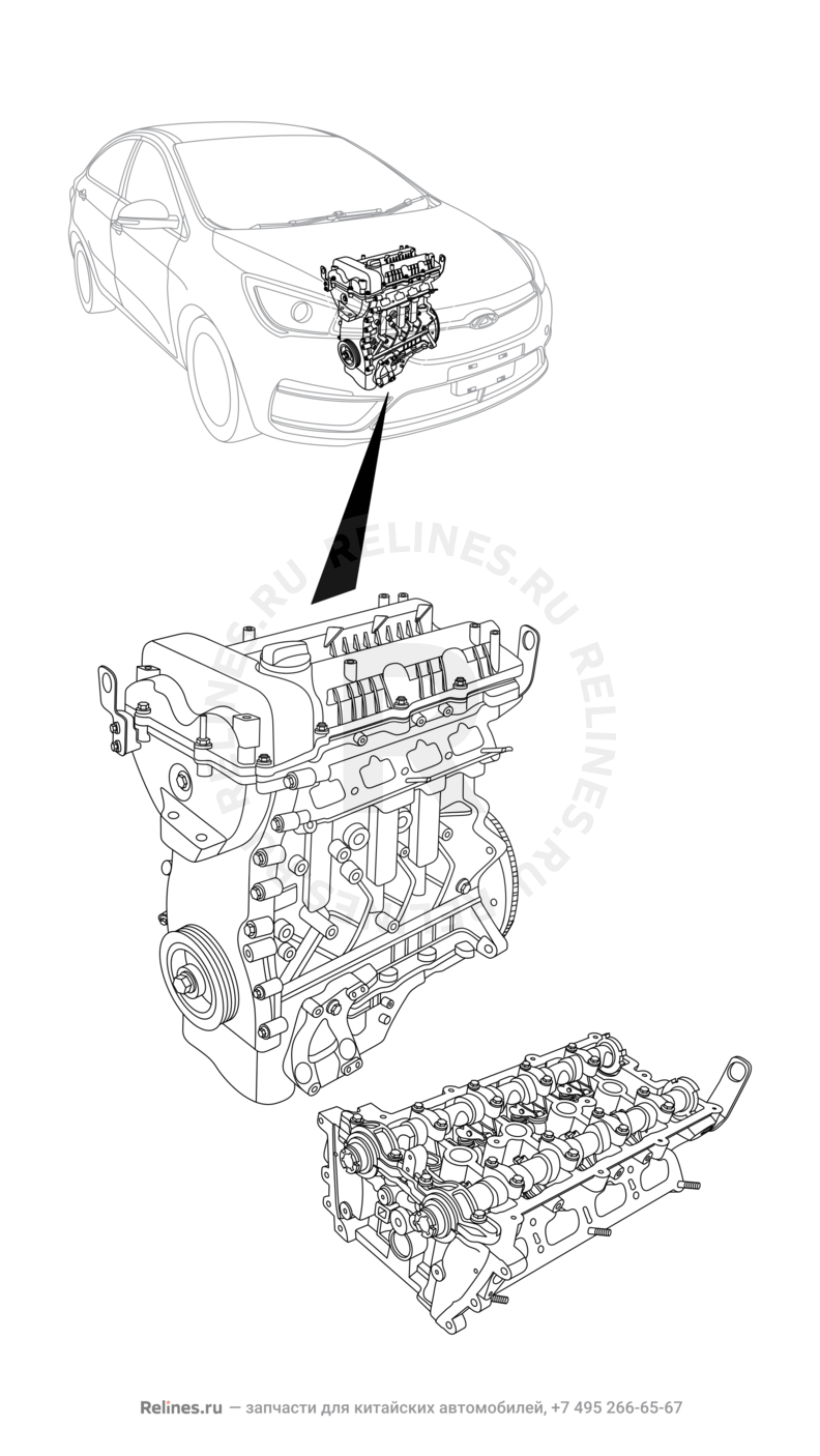Двигатель в сборе Omoda S5 — схема