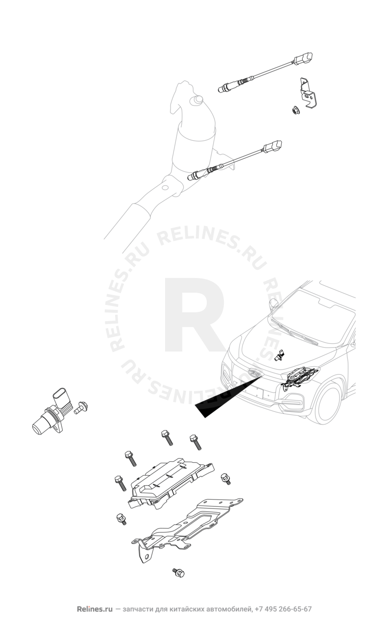 Запчасти Chery Tiggo 8 Поколение I (2018)  — Блок управления двигателем (2) — схема