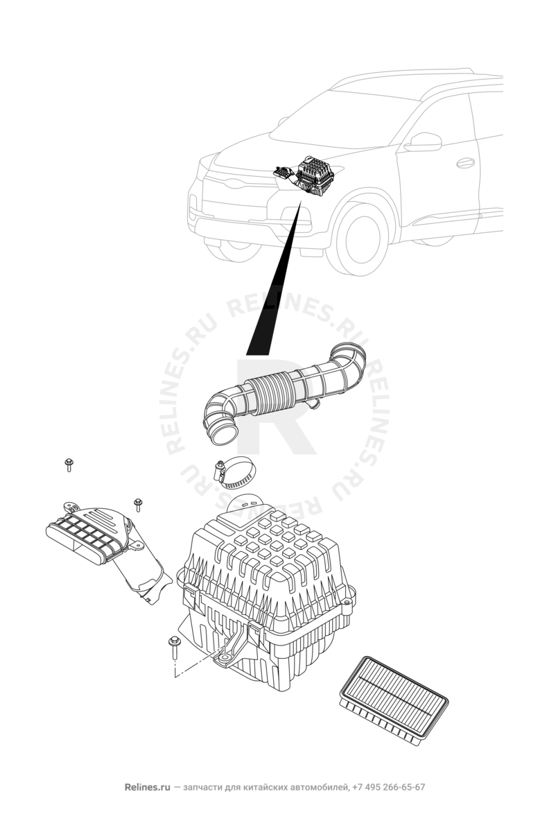 Запчасти Chery Tiggo 4 Поколение I — рестайлинг (2018)  — Воздушный фильтр и корпус (5) — схема