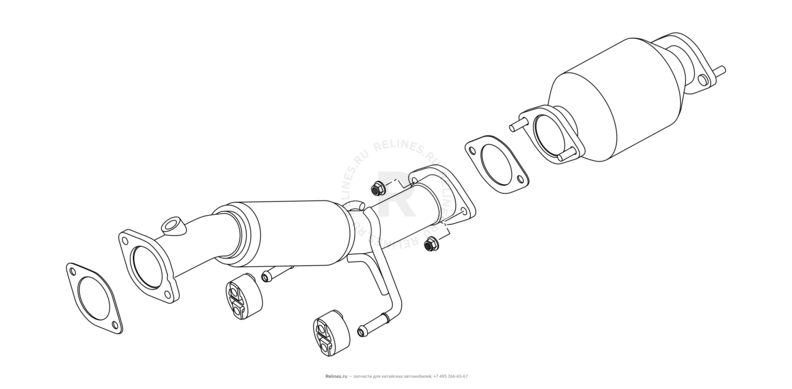 Запчасти Chery Tiggo 4 Поколение I — рестайлинг (2018)  — Выпускная система (2) — схема