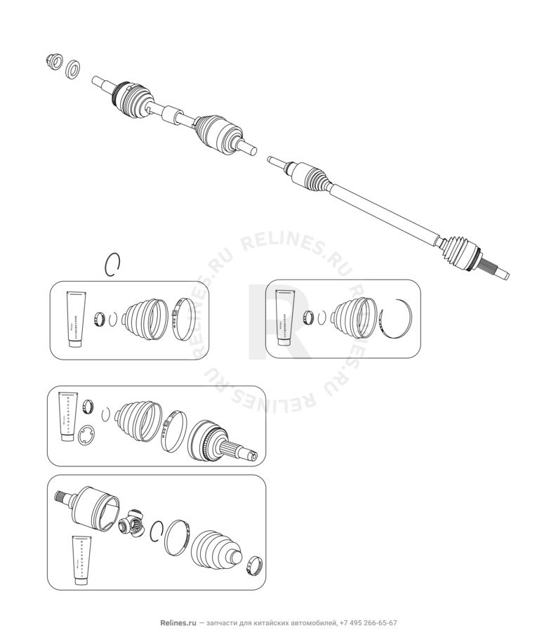 Запчасти Chery Tiggo 4 Pro Поколение I (2021)  — Приводной вал (привод колеса) (1) — схема