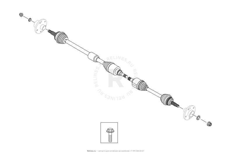 Запчасти Chery Tiggo 8 Поколение I (2018)  — Приводной вал (привод колеса) (1) — схема