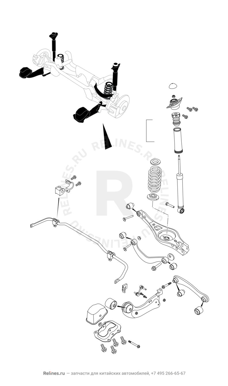 Запчасти Chery Tiggo 8 Поколение I (2018)  — Задняя подвеска (2) — схема