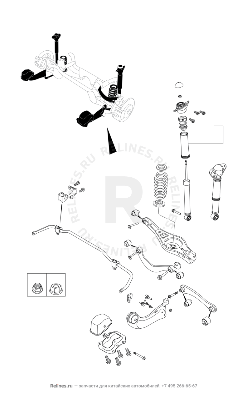 Запчасти Chery Tiggo 7 Pro Поколение I (2020)  — Задняя подвеска (3) — схема
