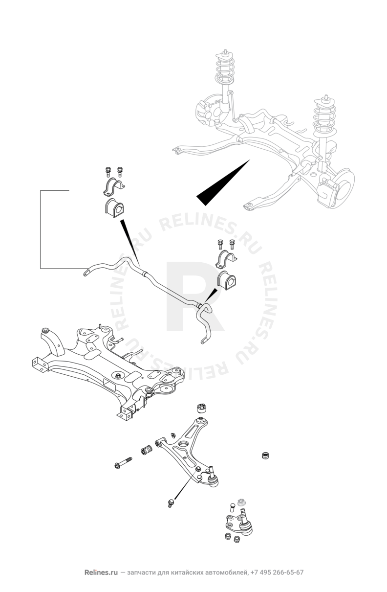Передняя подвеска Chery Tiggo 4 — схема