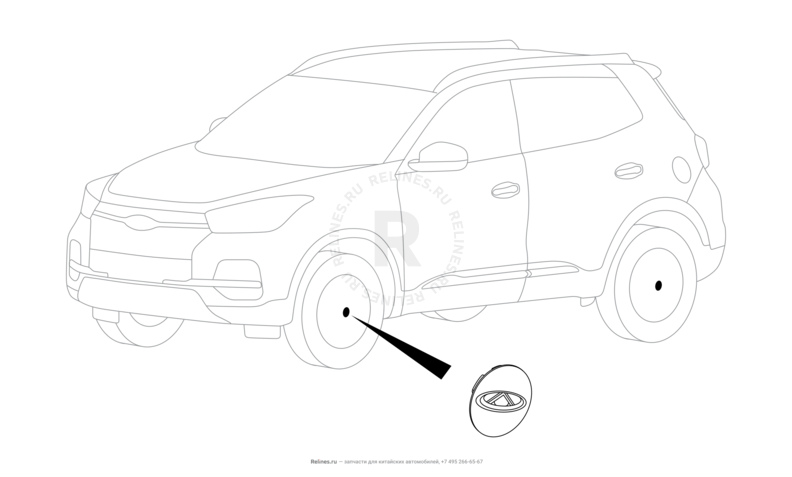 Запчасти Chery Tiggo 4 Поколение I — рестайлинг (2018)  — Колпак колеса (литой диск) — схема