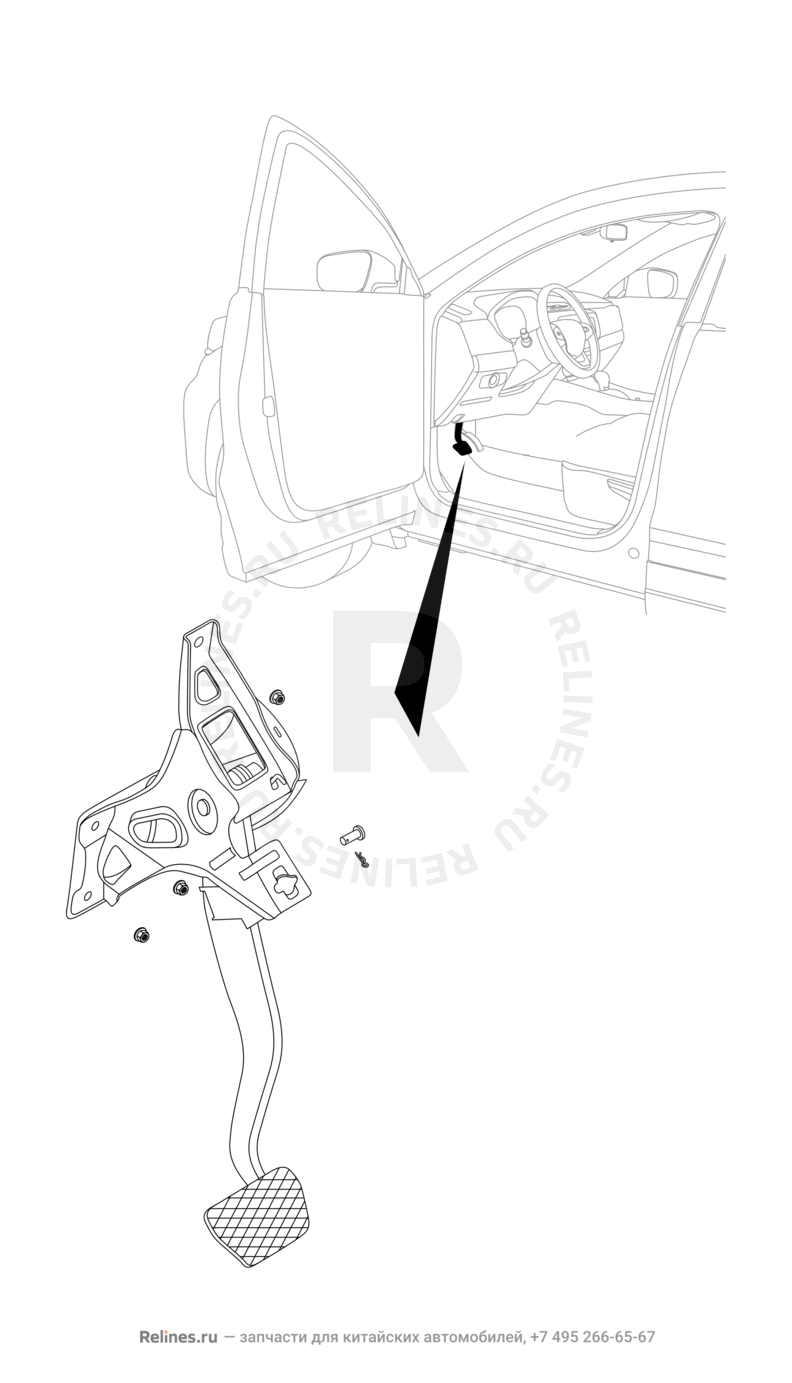 Запчасти Chery Tiggo 4 Pro Поколение I (2021)  — Педаль тормоза (2) — схема
