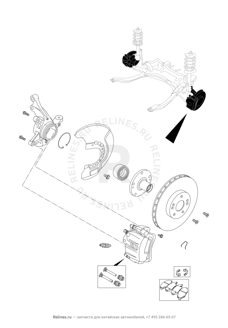 Запчасти Chery Tiggo 4 Pro Поколение I (2021)  — Передний тормоз — схема