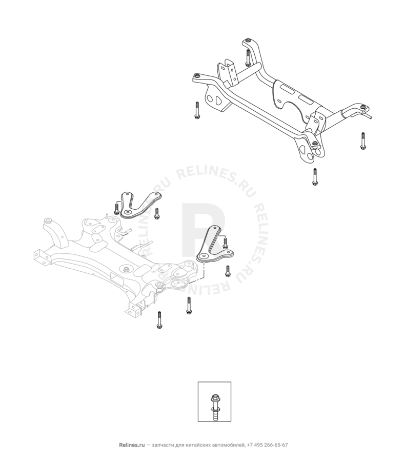 Запчасти Chery Tiggo 8 Поколение I (2018)  — Подрамник — схема