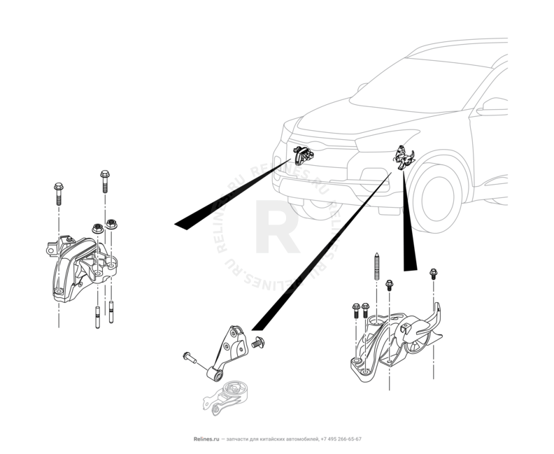 Запчасти Chery Tiggo 4 Поколение I — рестайлинг (2018)  — Опоры двигателя (5) — схема