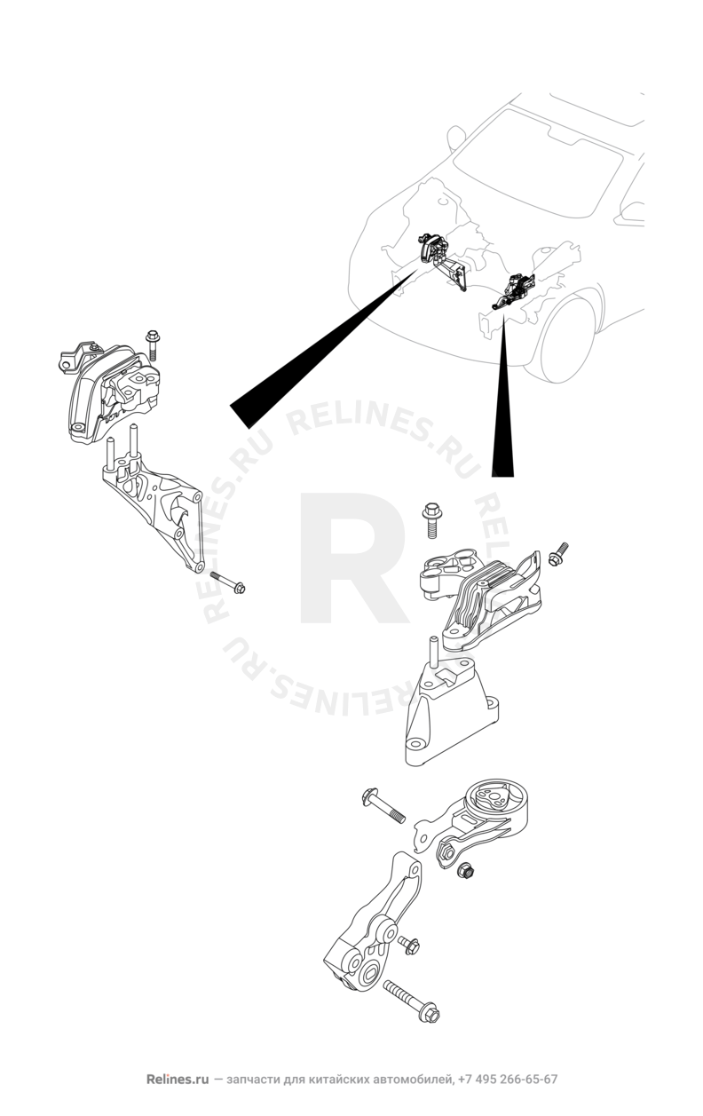 Запчасти Chery Tiggo 4 Поколение I — рестайлинг (2018)  — Опоры двигателя (1) — схема