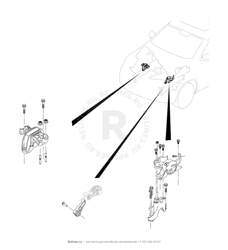 Запчасти Chery Tiggo 4 Поколение I — рестайлинг (2018)  — Опоры двигателя (7) — схема