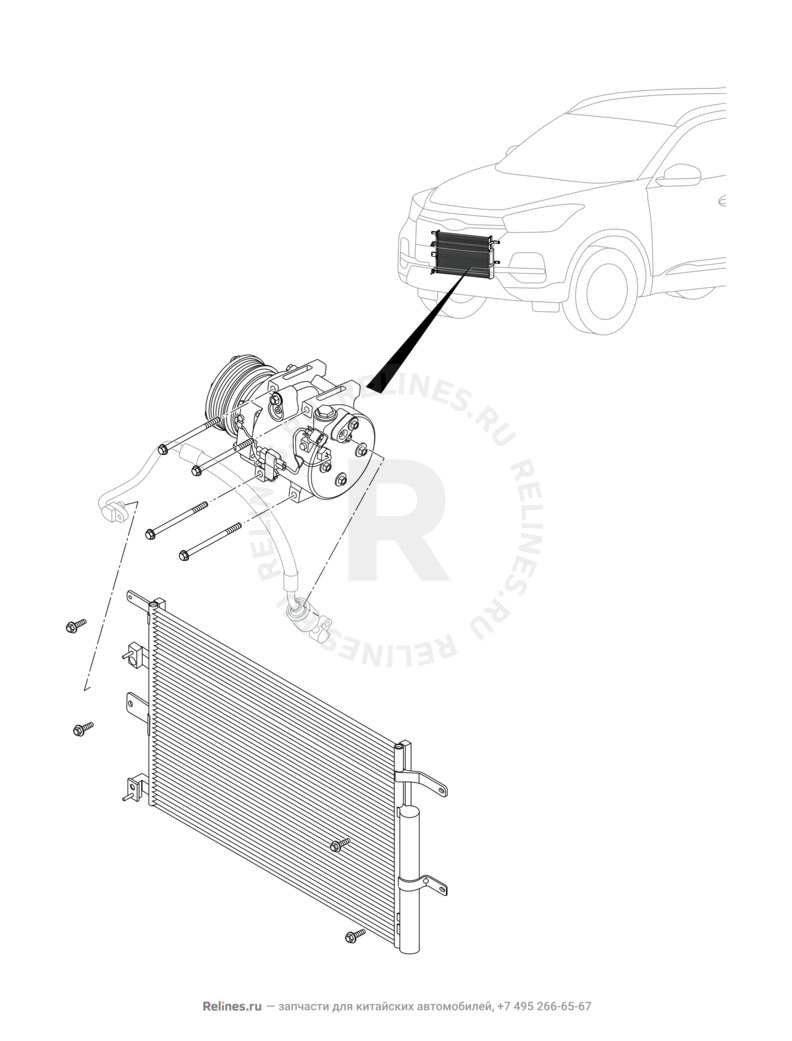 Запчасти Chery Tiggo 4 Поколение I — рестайлинг (2018)  — Радиатор кондиционера (2) — схема