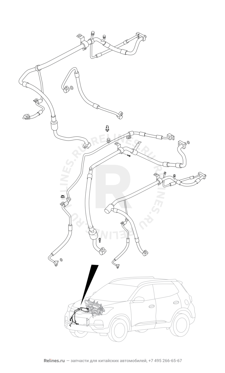 Запчасти Chery Tiggo 4 Pro Поколение I (2021)  — Компрессор и трубки кондиционера (3) — схема