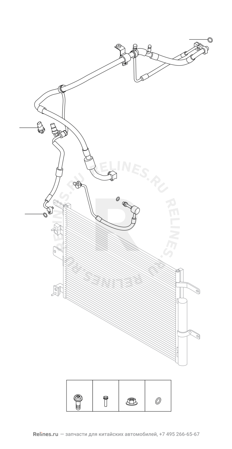 Запчасти Chery Tiggo 4 Поколение I — рестайлинг (2018)  — Компрессор и трубки кондиционера (1) — схема