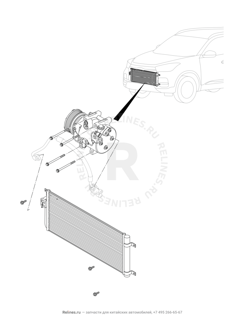 Запчасти Chery Tiggo 4 Поколение I — рестайлинг (2018)  — Радиатор кондиционера (3) — схема