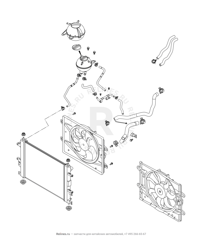 Запчасти Chery Tiggo 4 Поколение I — рестайлинг (2018)  — Радиатор охлаждения двигателя (4) — схема