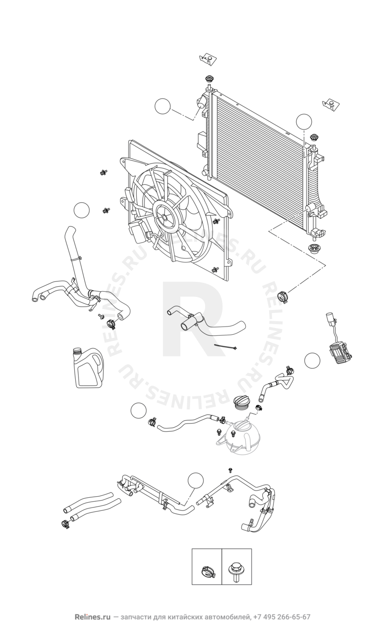 Запчасти Chery Tiggo 8 Pro Поколение I (2020)  — Радиатор охлаждения двигателя (1) — схема
