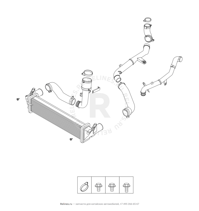Запчасти Chery Tiggo 8 Поколение I (2018)  — Радиатор воздушный (интеркулер) — схема