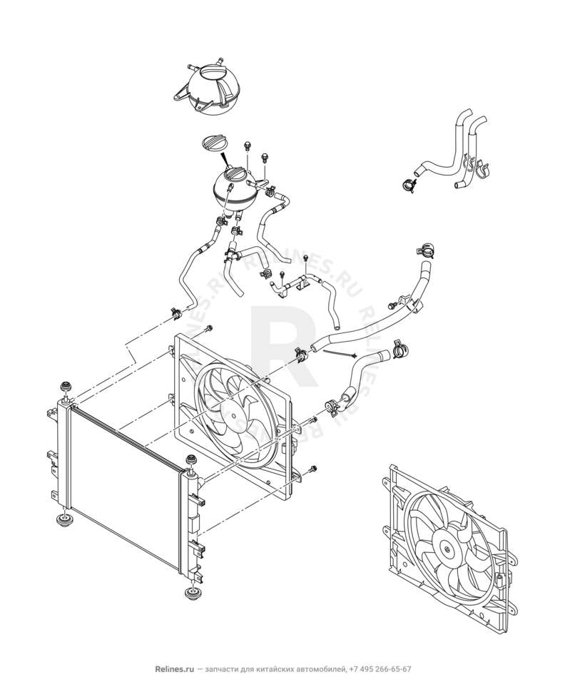Запчасти Chery Tiggo 4 Поколение I — рестайлинг (2018)  — Радиатор охлаждения двигателя (10) — схема
