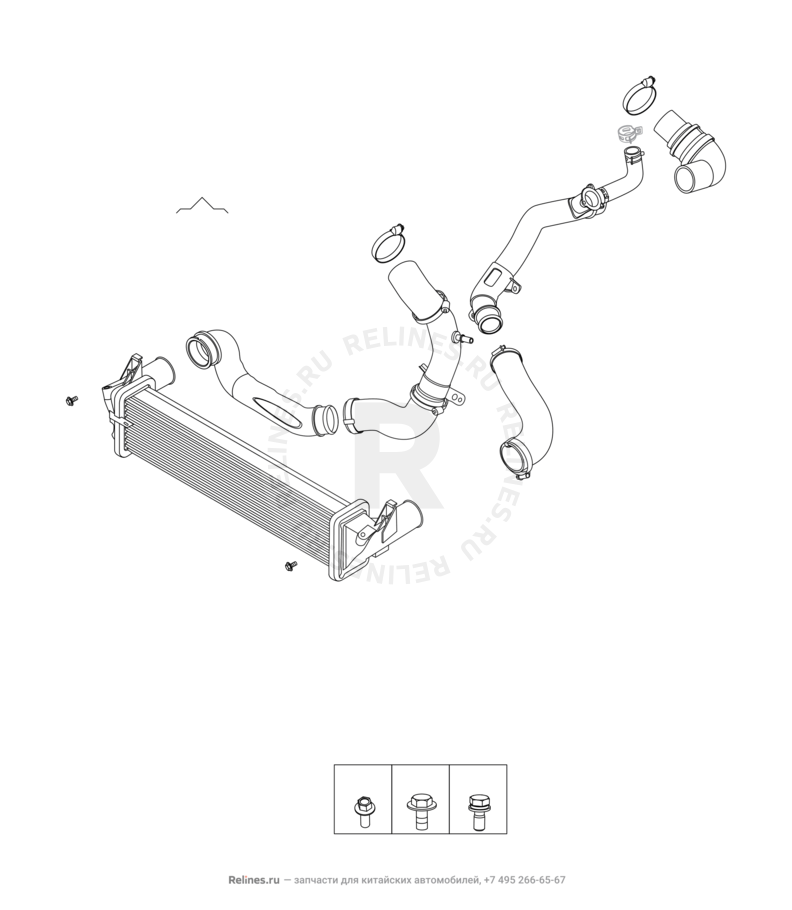 Запчасти Chery Tiggo 8 Pro Поколение I (2020)  — Радиатор воздушный (интеркулер) — схема