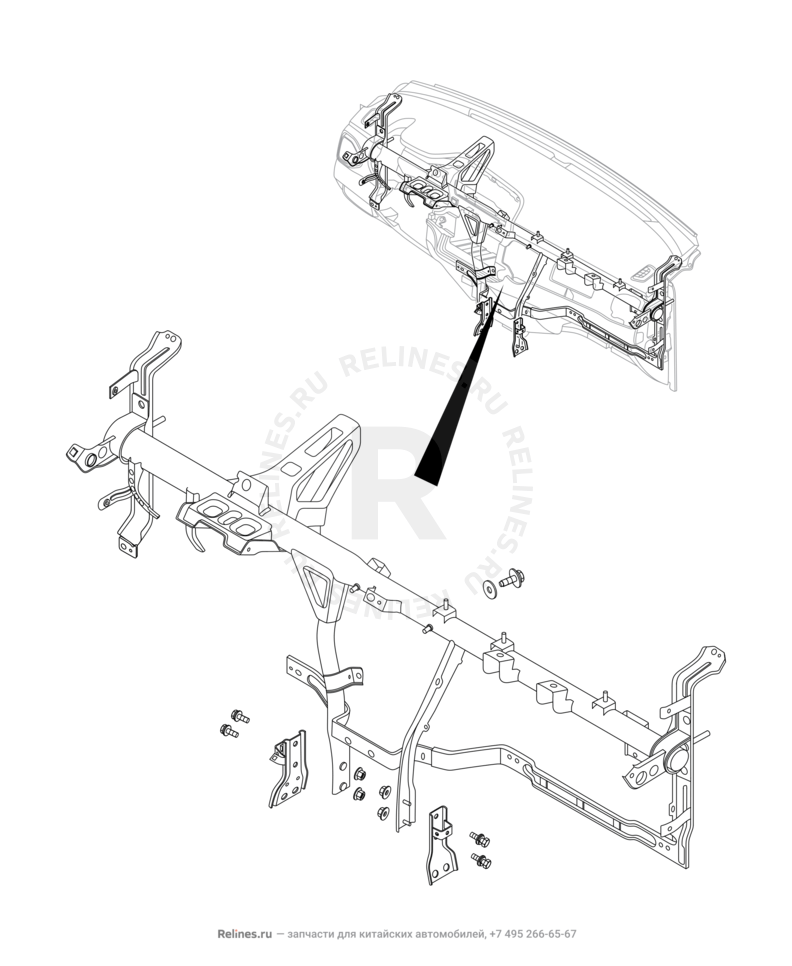 Запчасти Chery Tiggo 4 Поколение I — рестайлинг (2018)  — Рама передней панели (торпедо) (1) — схема
