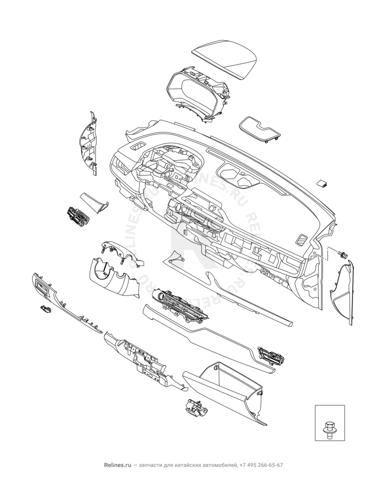 Запчасти Chery Tiggo 8 Поколение I (2018)  — Передняя панель (торпедо) (2) — схема