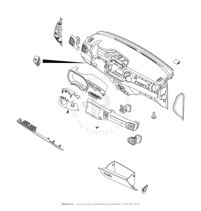 Запчасти Chery Tiggo 4 Поколение I — рестайлинг (2018)  — Передняя панель (торпедо) (6) — схема
