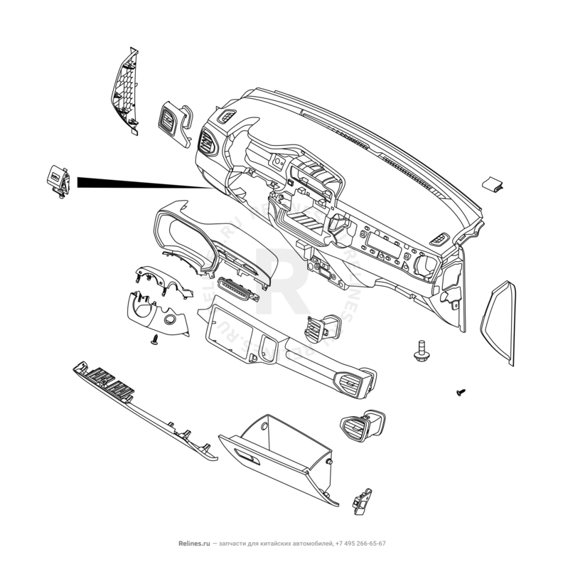 Запчасти Chery Tiggo 4 Поколение I — рестайлинг (2018)  — Передняя панель (торпедо) (3) — схема