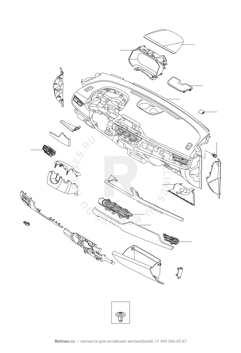 Запчасти Chery Tiggo 7 Pro Поколение I (2020)  — Передняя панель (торпедо) (2) — схема