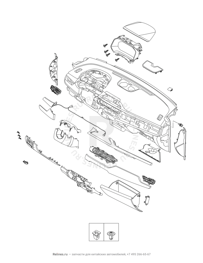 Запчасти Chery Tiggo 7 Pro Поколение I (2020)  — Передняя панель (торпедо) (3) — схема