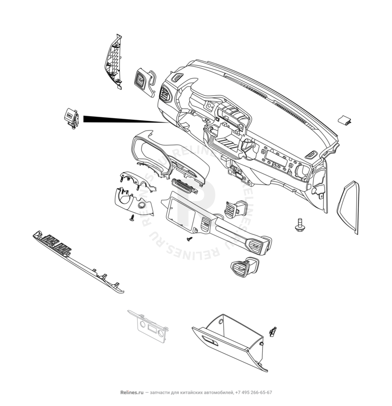 Запчасти Chery Tiggo 4 Поколение I — рестайлинг (2018)  — Передняя панель (торпедо) (2) — схема