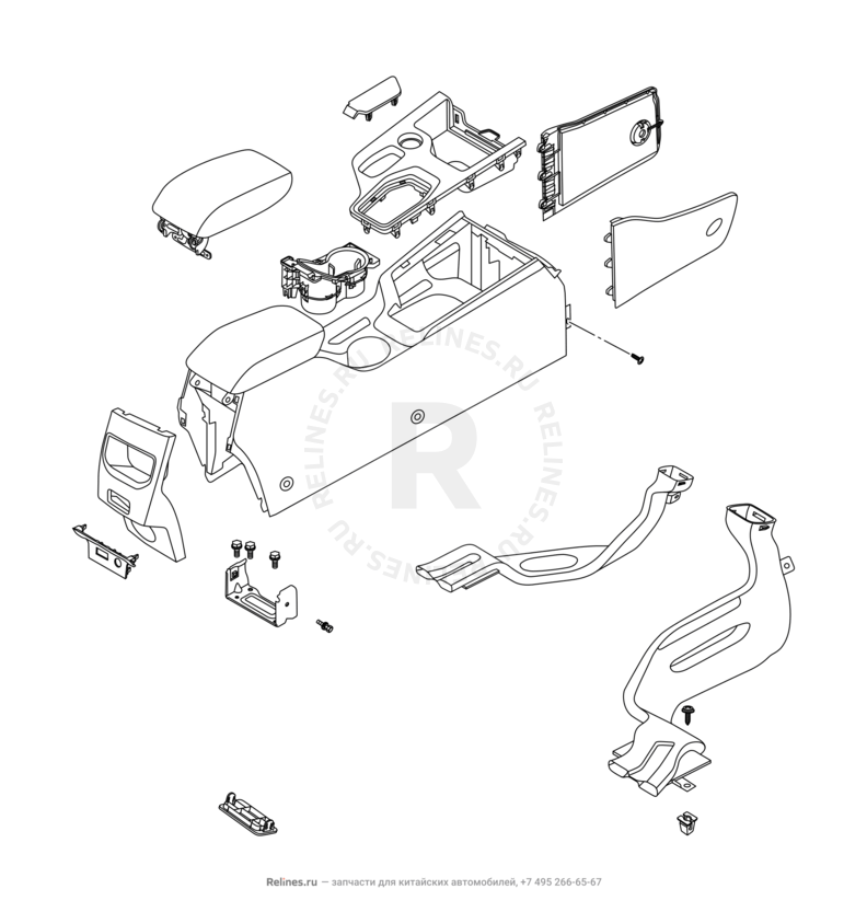 Запчасти Chery Tiggo 4 Поколение I — рестайлинг (2018)  — Центральный тоннель (консоль) (2) — схема