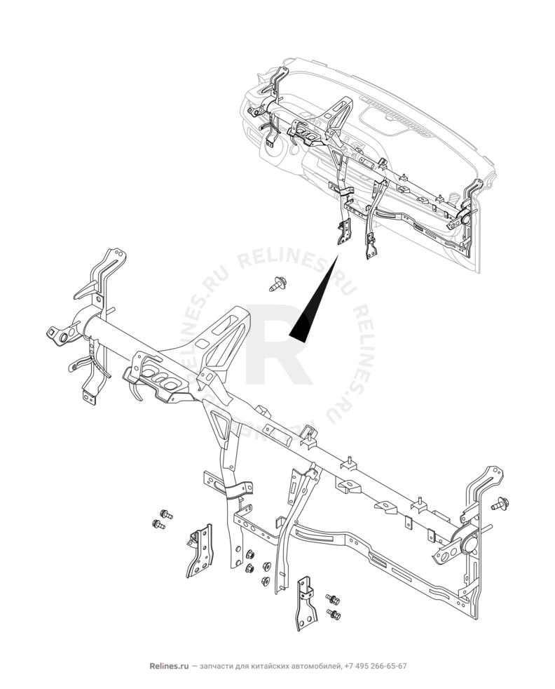 Запчасти Chery Tiggo 8 Pro Max Поколение I (2022)  — Рама передней панели (торпедо) (2) — схема