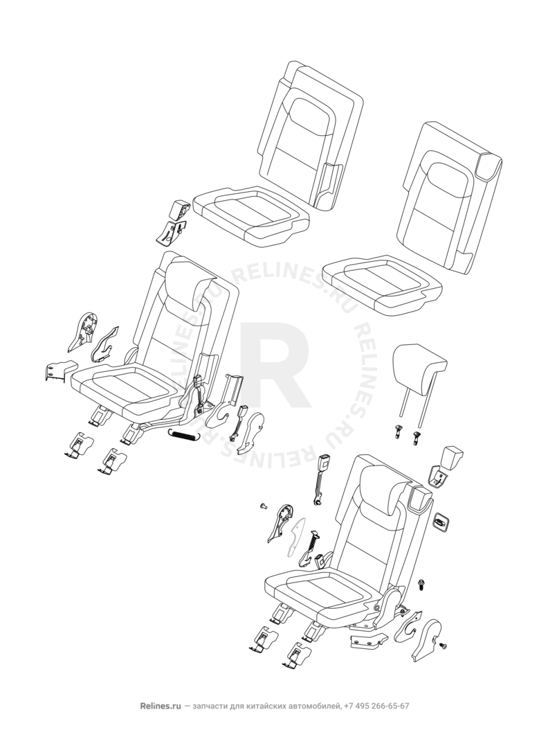 Крышка крепления сиденья (2) Chery Tiggo 8 Pro — схема