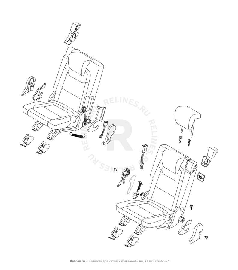 Крышка крепления сиденья (1) Chery Tiggo 8 Pro — схема