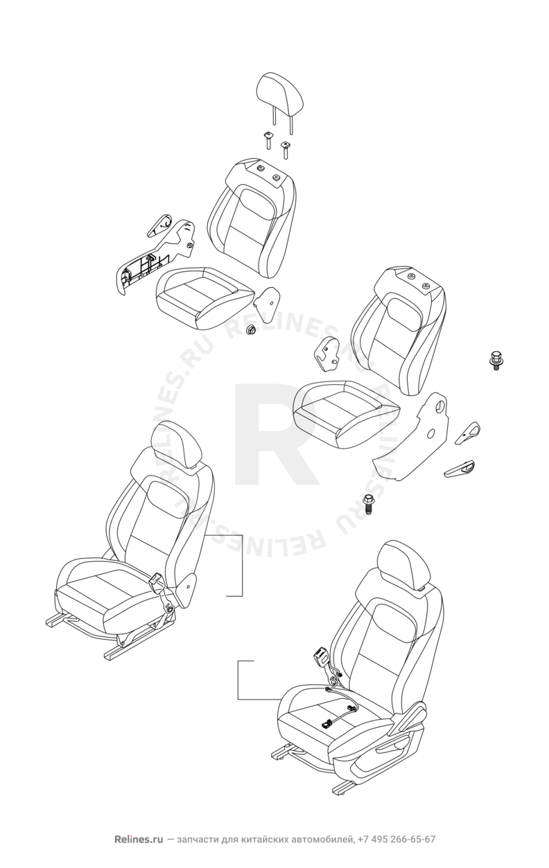 Запчасти Chery Tiggo 7 Поколение I (2016)  — Передние сиденья — схема