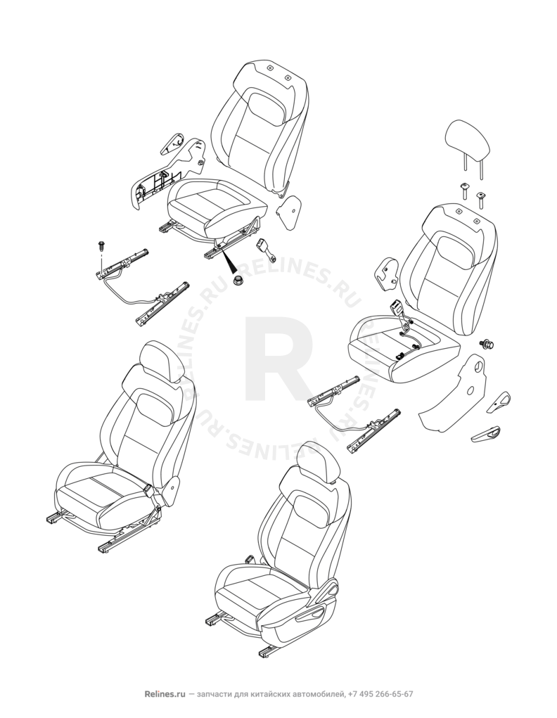 Запчасти Chery Tiggo 4 Поколение I — рестайлинг (2018)  — Передние сиденья (5) — схема