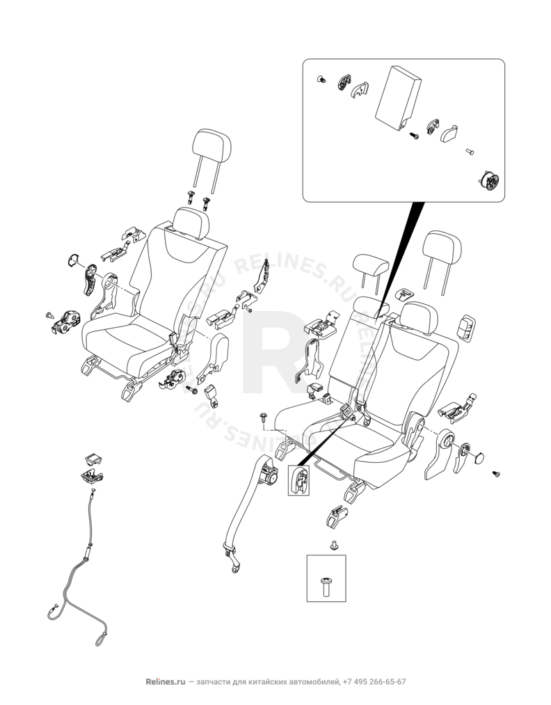 Запчасти Chery Tiggo 8 Pro Max Поколение I (2022)  — Сиденья (1) — схема