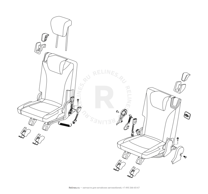 Запчасти Chery Tiggo 8 Pro Max Поколение I (2022)  — Крышка крепления сиденья (1) — схема