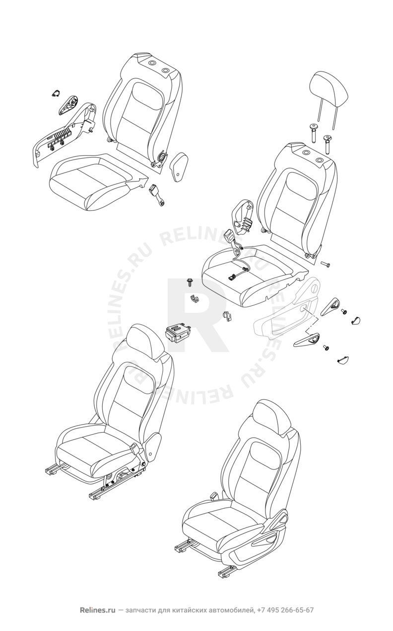 Запчасти Chery Tiggo 7 Pro Поколение I (2020)  — Передние сиденья (3) — схема
