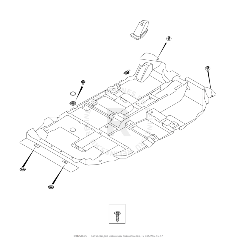 Запчасти Chery Tiggo 8 Pro Max Поколение I (2022)  — Обшивка (ковер) и комплектующие пола (2) — схема