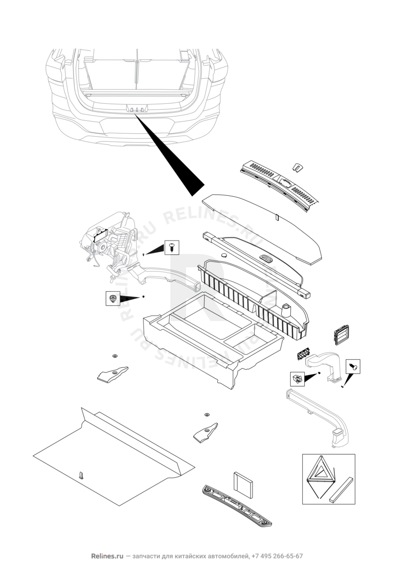 Запчасти Chery Tiggo 8 Поколение I (2018)  — Обшивка багажного отсека (багажника) (1) — схема