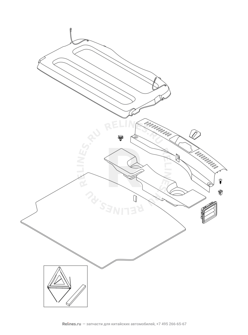 Запчасти Chery Tiggo 4 Pro Поколение I (2021)  — Обшивка багажного отсека (багажника) (1) — схема